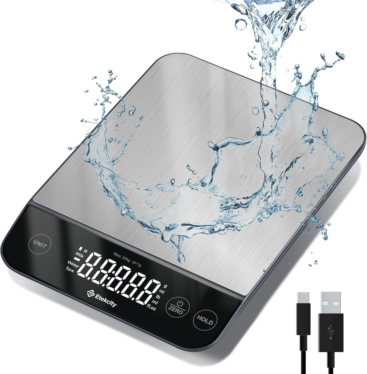 Etekcity Food Kitchen Scale. Digital Grams and Ounces. 11lb | Tare function. ideal for baking. weight loss. keto. meal prep. packages. liquids and jewelry. 304 Stainless Steel