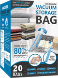 Vacuum Storage Bags with Hand Pump. Vacuum Seal Space Saver Bags.20 Combo | 80% Space-Saving Bags for Clothing. Blankets. Pillows. Bedding & Comforters; Multi-Size Variety Pack for Home & Travel