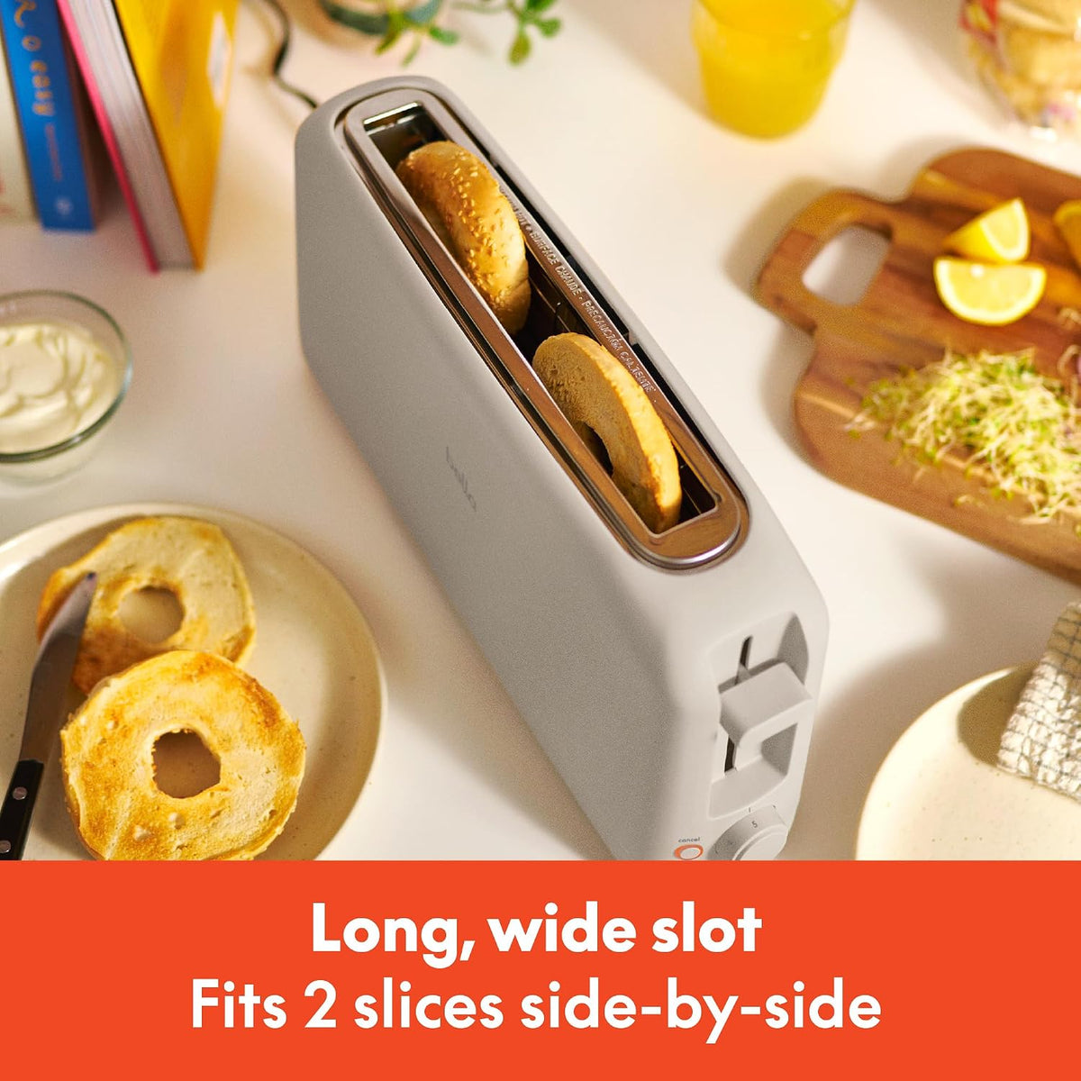 bella Fits-Anywhere™ 2-Slice Slim Toaster. Long Slot & Extra Wide. Oatmilk