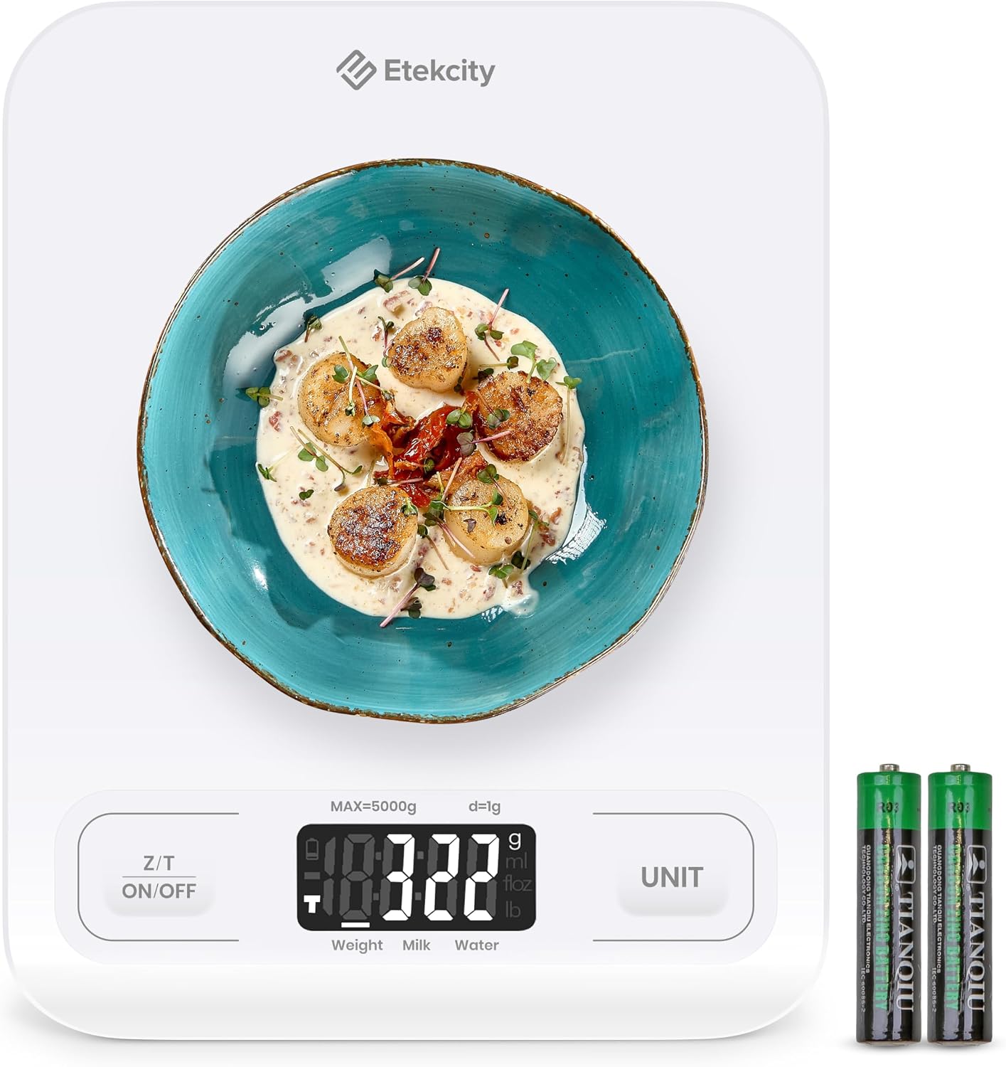 Etekcity Food Kitchen Scale. Digital Grams and Ounces. 11lb | Tare function. ideal for baking. weight loss. keto. meal prep. packages. liquids and jewelry. 304 Stainless Steel