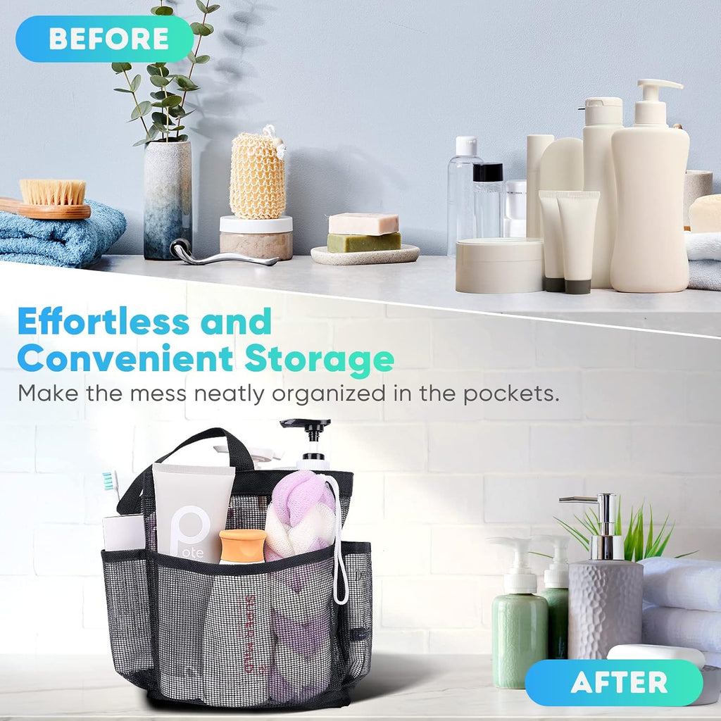 EUDELE Mesh Shower Caddy Portable for College Dorm Room Essentials. Shower Caddy Dorm with 9-Pocket Large Capacity for Beach. Swimming. Gym. Camping. Travel essentials