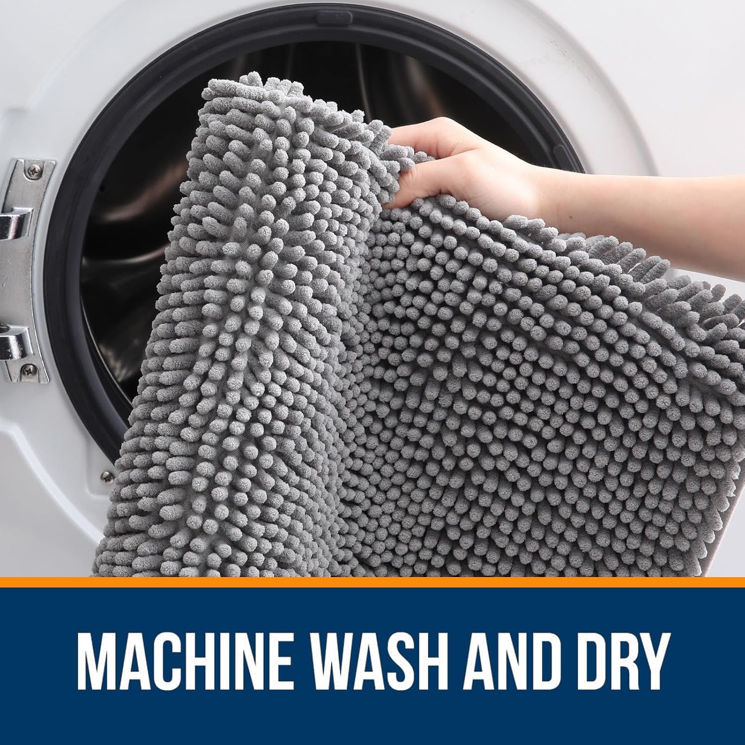 OLANLY Bathroom Rugs 30x20. Extra Soft Absorbent Chenille Bath Rugs | Grey. Quick-Drying Rubber Backing. Machine Washable Bath Mat for Bathroom Floor. Tub and Shower. Home Decor Accessories