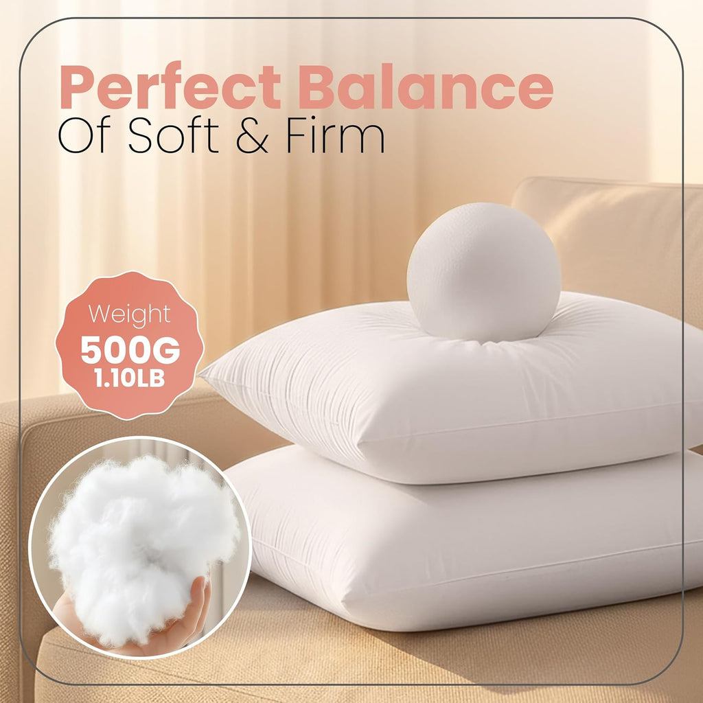 Utopia Bedding 18x18 Pillow Inserts. White Throw Pillows for Couch. 2 Pack | 100% Virgin Filling. Indoor Cushion Inserts for bed. sofa & couch. Extra Filled. Supportive & Fluffy Decorative Pillows