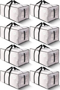 HOMESURE Supports 200lbs Heavy Duty Moving Bags - Strong Zipper & Wrap-Around Handles - Water-Resistant Storage Totes. Durable Alternative to Moving Boxes - 8 Pack - Semi-Transparent