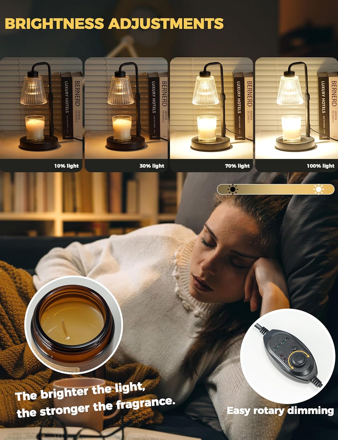 GODONLIF Candle Warmer Lamp with Timer. Birthday Gifts for Women Home Decor | 24h Cycle Timer Dimmable Wax Melt Warmer with 2 Bulbs. Fall Decor for Home Living Room Halloween Decorations Gifts for Mom