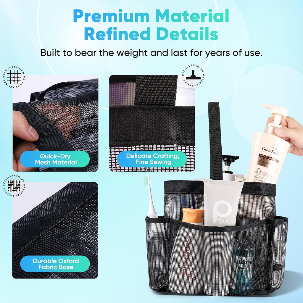 EUDELE Mesh Shower Caddy Portable for College Dorm Room Essentials. Shower Caddy Dorm with 9-Pocket Large Capacity for Beach. Swimming. Gym. Camping. Travel essentials