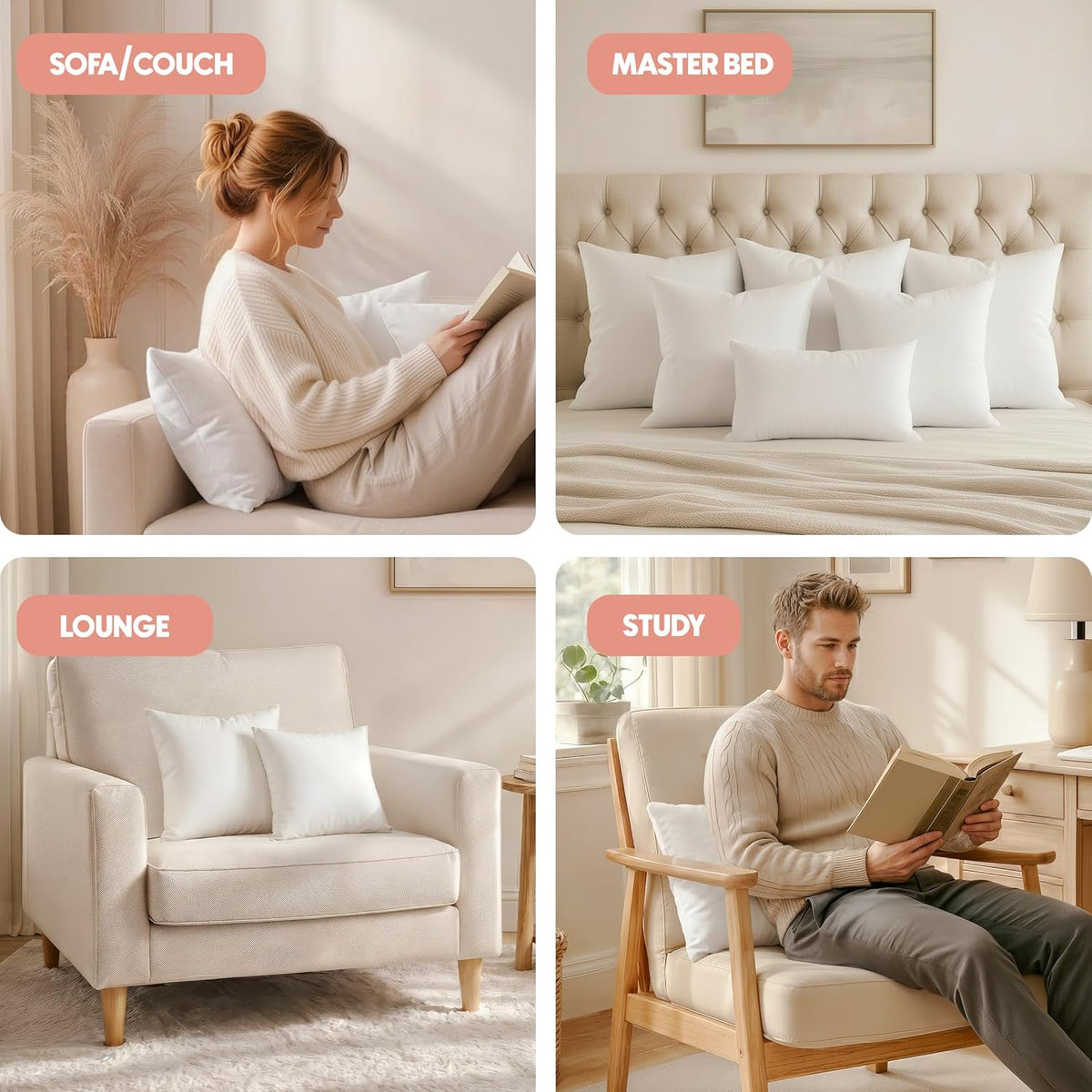 Utopia Bedding 18x18 Pillow Inserts. White Throw Pillows for Couch. 2 Pack | 100% Virgin Filling. Indoor Cushion Inserts for bed. sofa & couch. Extra Filled. Supportive & Fluffy Decorative Pillows