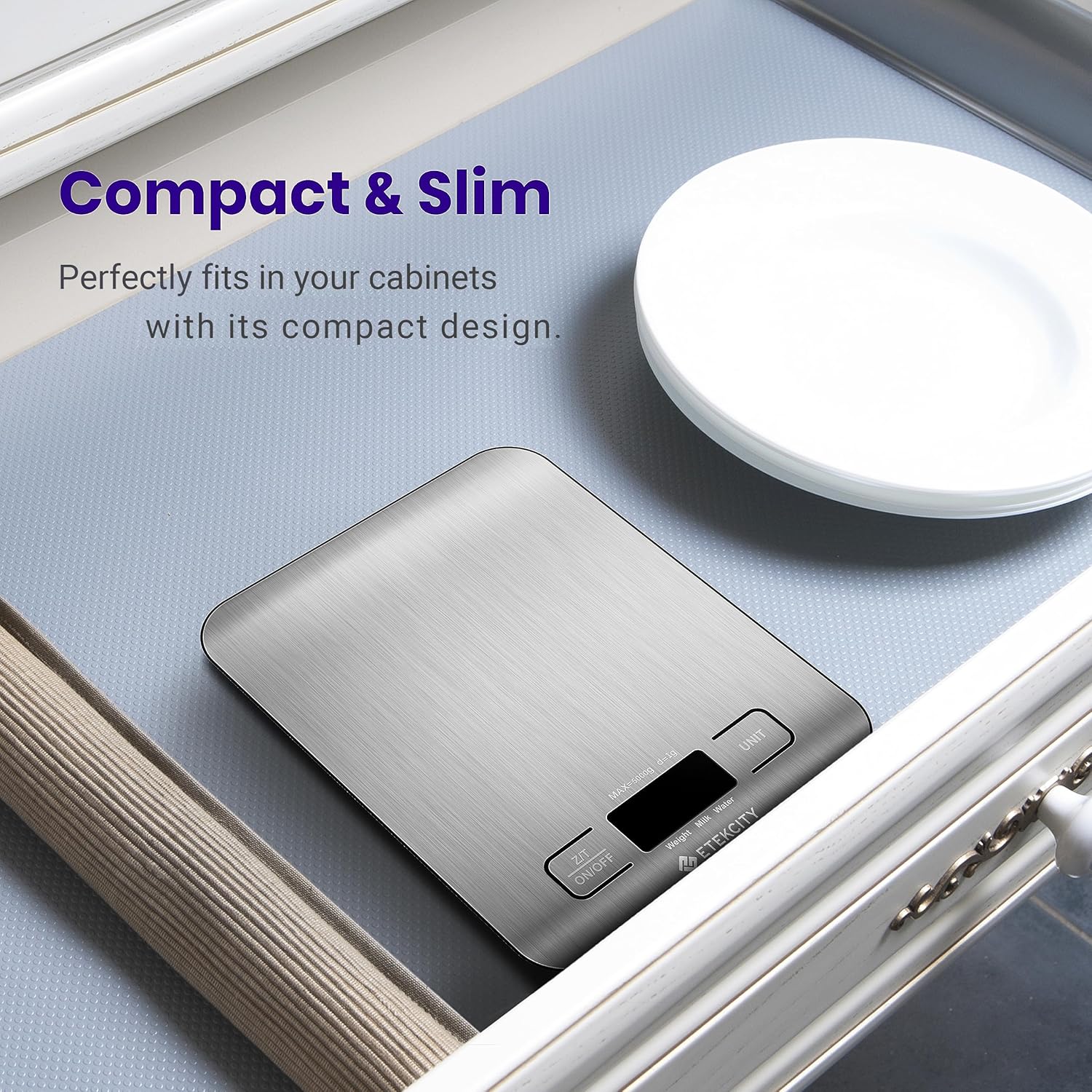 Etekcity Food Kitchen Scale. Digital Grams and Ounces. 11lb | Tare function. ideal for baking. weight loss. keto. meal prep. packages. liquids and jewelry. 304 Stainless Steel